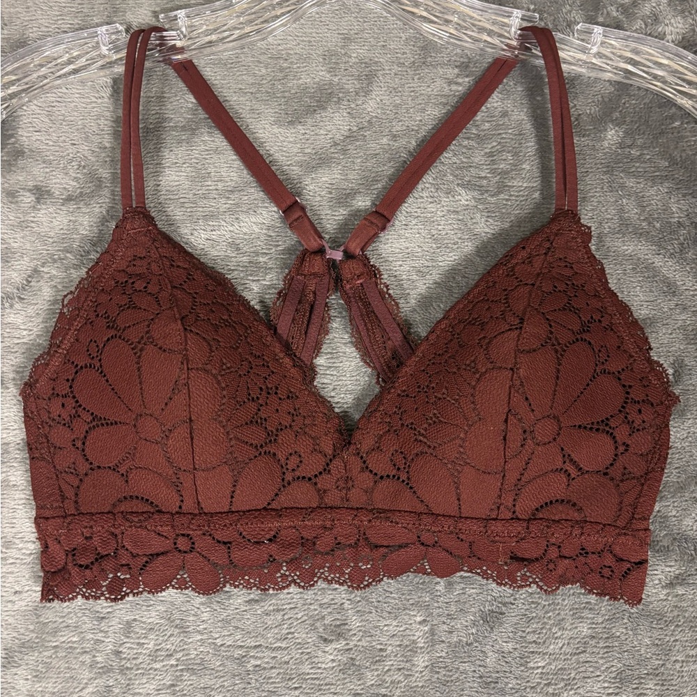 🌷Aerie Wireless Burgundy‎ Lace Bra 32B